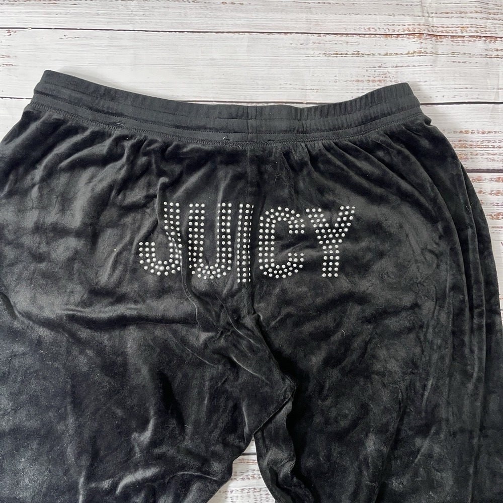 Juicy Couture Women's Sleepwear Black Velour Pants XL Booty Rhinestone Spell out